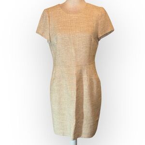 Boden petite cream colored metallic tweed short sleeve mini dress